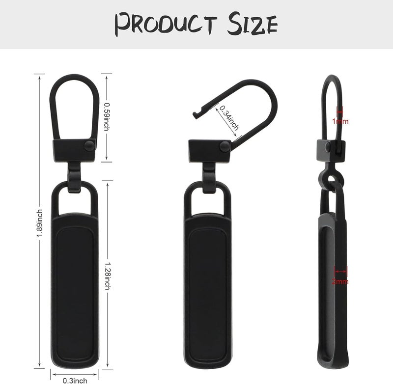 FENGWANGLI Zipper Pull Replacement for Small Holes, 10 Pieces Detachable Tiny Zipper Replacement Slider for Luggage Jackets Backpacks Boots Purse Coat Pants(Silver, Black, Gold, Gun Black) - Image 2